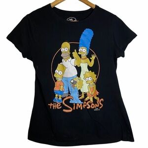 The Simpsons Family Printed Graphic Black Tee Shirt Cotton Large L